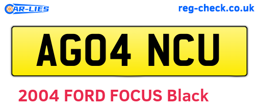 AG04NCU are the vehicle registration plates.