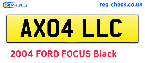 AX04LLC are the vehicle registration plates.