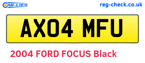 AX04MFU are the vehicle registration plates.