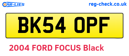 BK54OPF are the vehicle registration plates.