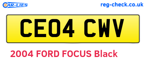 CE04CWV are the vehicle registration plates.