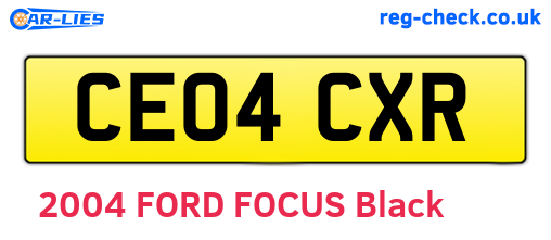 CE04CXR are the vehicle registration plates.