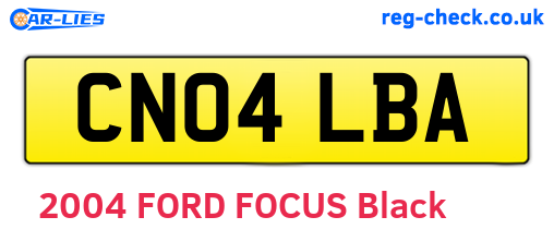CN04LBA are the vehicle registration plates.