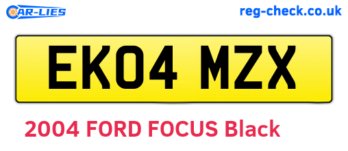 EK04MZX are the vehicle registration plates.
