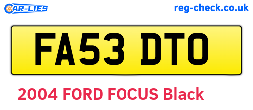FA53DTO are the vehicle registration plates.