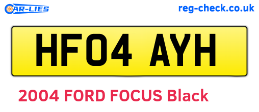 HF04AYH are the vehicle registration plates.