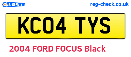 KC04TYS are the vehicle registration plates.