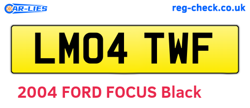 LM04TWF are the vehicle registration plates.