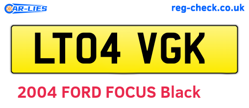 LT04VGK are the vehicle registration plates.