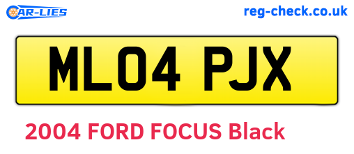 ML04PJX are the vehicle registration plates.