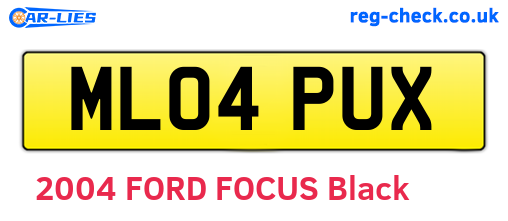 ML04PUX are the vehicle registration plates.
