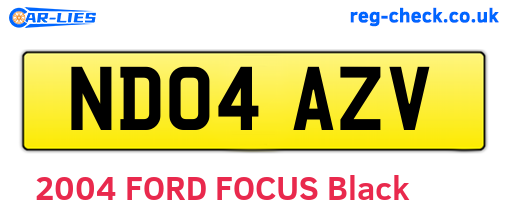 ND04AZV are the vehicle registration plates.