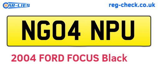 NG04NPU are the vehicle registration plates.
