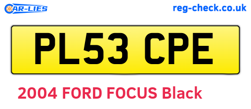 PL53CPE are the vehicle registration plates.