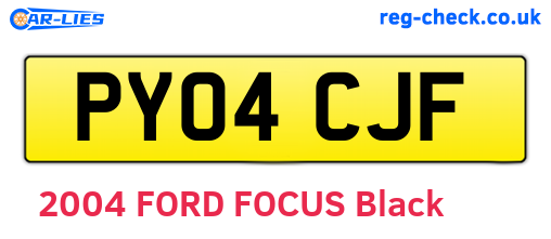 PY04CJF are the vehicle registration plates.