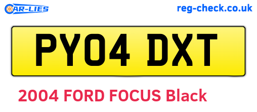 PY04DXT are the vehicle registration plates.