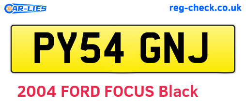 PY54GNJ are the vehicle registration plates.