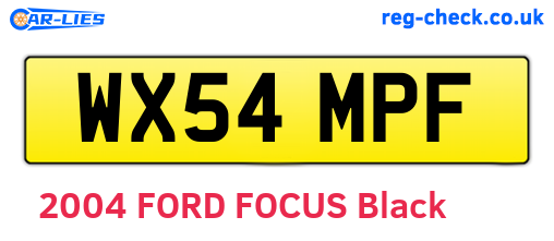 WX54MPF are the vehicle registration plates.