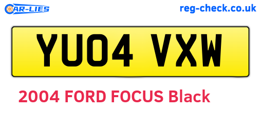 YU04VXW are the vehicle registration plates.