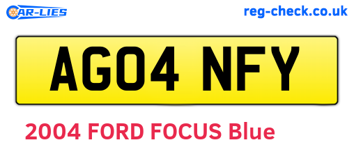 AG04NFY are the vehicle registration plates.