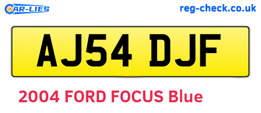 AJ54DJF are the vehicle registration plates.