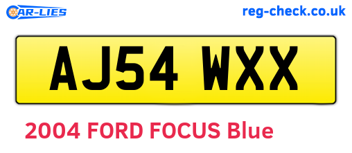 AJ54WXX are the vehicle registration plates.