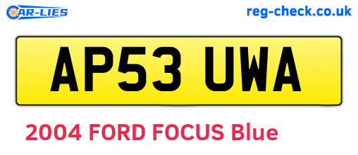 AP53UWA are the vehicle registration plates.