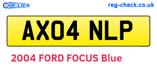 AX04NLP are the vehicle registration plates.