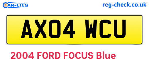 AX04WCU are the vehicle registration plates.
