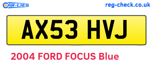 AX53HVJ are the vehicle registration plates.