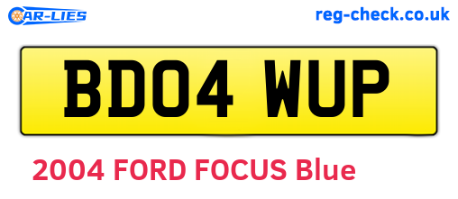 BD04WUP are the vehicle registration plates.