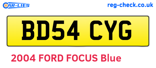 BD54CYG are the vehicle registration plates.