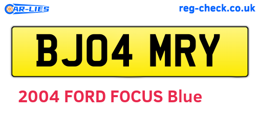 BJ04MRY are the vehicle registration plates.