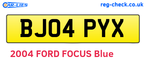 BJ04PYX are the vehicle registration plates.