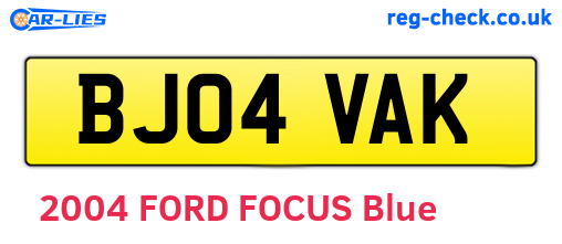 BJ04VAK are the vehicle registration plates.