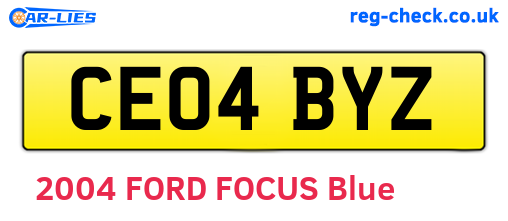 CE04BYZ are the vehicle registration plates.