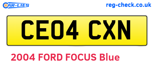CE04CXN are the vehicle registration plates.