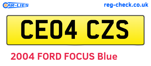CE04CZS are the vehicle registration plates.