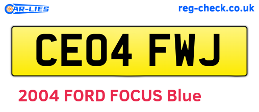 CE04FWJ are the vehicle registration plates.
