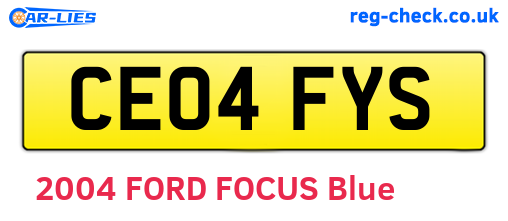 CE04FYS are the vehicle registration plates.