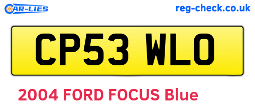 CP53WLO are the vehicle registration plates.