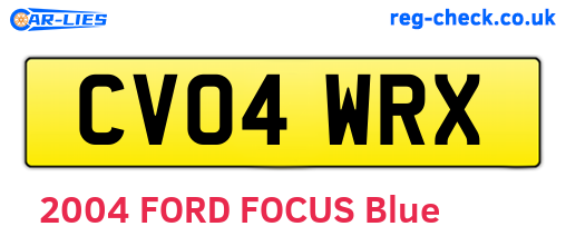CV04WRX are the vehicle registration plates.