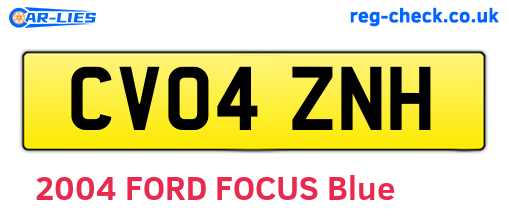 CV04ZNH are the vehicle registration plates.