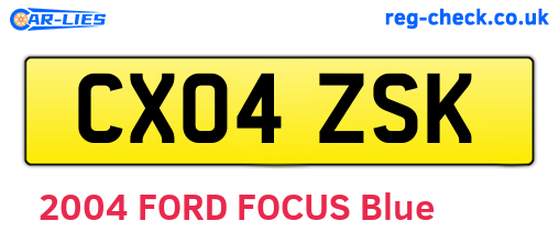 CX04ZSK are the vehicle registration plates.