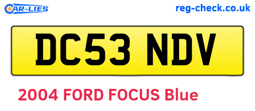 DC53NDV are the vehicle registration plates.