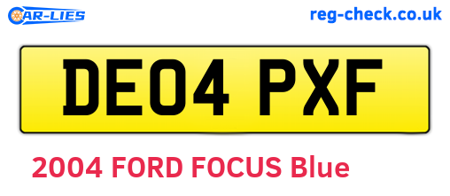 DE04PXF are the vehicle registration plates.