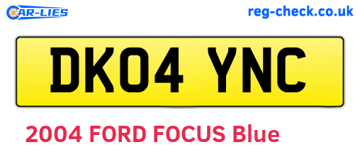 DK04YNC are the vehicle registration plates.