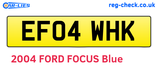 EF04WHK are the vehicle registration plates.