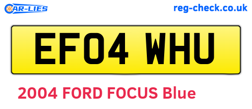 EF04WHU are the vehicle registration plates.