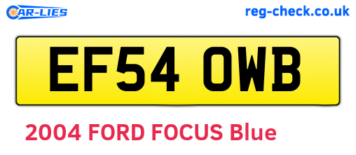 EF54OWB are the vehicle registration plates.